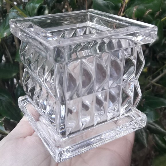 Crystal Vase Waterford Square Diamond Cut Clear Glass Marquis - Picture 16 of 16